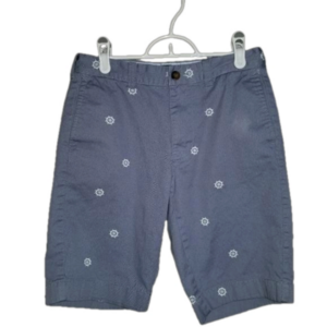 J. Crew Mens Rivington Flat Front Shorts Ship Wheel Graphic Labels Reads Size 29